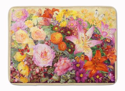 Caroline&#39;s Treasures Autumn Floral by Anne Searle Machine Washable Memory Foam Mat 27 x 19