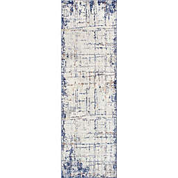 nuLOOM Mabel Contemporary Faded Abstract Area Rug, Blue, 2'x8'
