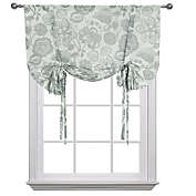 Infinity Merch Grey Shabby Chic Floral Tie Up Window Curtain Shades