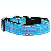 Mirage Pet Products Plaid Nylon 1" Wide Dog Collar, Blue/Medium
