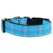 Mirage Pet Products Plaid Nylon 1" Wide Dog Collar, Blue/Medium