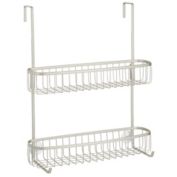 mDesign Extra Wide Stainless Steel 2-Tier Bathroom Shower Over Door Caddy