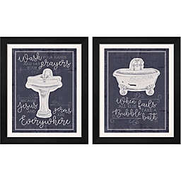 Great Art Now Wash Your Hands & Bubble Bath by Misty Michelle 9-Inch x 11-Inch Framed Wall Art (Set of 2)