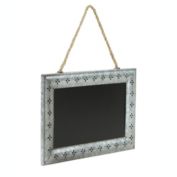 Cheungs Rectangular Chalk Board With Galvanized Metal Frame Featuring Cutout Petals And Hanging Rope