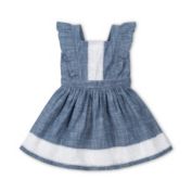 Hope & Henry Girls' Pinafore Flutter Dress with Fancy Trim, Toddler, 5