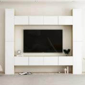 vidaXL 8 Piece TV Cabinet Set White and Sonoma Oak Engineered Wood