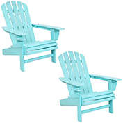 Sunnydaze All-Weather Turquoise Outdoor Adirondack Chair with Drink Holder - Set of 2