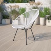 Emma + Oliver White Papasan Bungee Lounge Chair