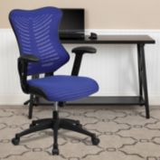 Flash Furniture High Back Designer Blue Mesh Executive Swivel Ergonomic Office Chair with Adjustable Arms