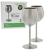 Deco Stainless Steel Unbreakable Wine Glasses- Set of 2 Premium Quality 12 Ounce Wine Glasses