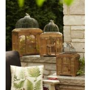 Melrose Decorative Decorative Birdcages (Set Of 3) 17.75"H, 21.75"H, 25.25"H Wood/Metal