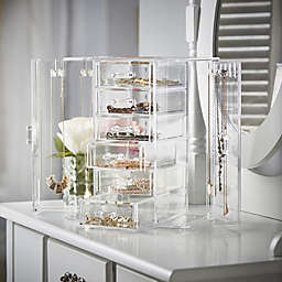 OnDisplay Acrylic Jewelry Cabinet Organizer - 6 Drawer Tiered Design - Perfect for Vanity, Bathroom Counter, or Dresser
