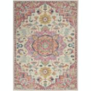 Nourison Passion Boho Medallion Area Rug Ivory/Pink 6'7" x 9'6"