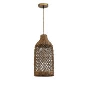 ELE Light & Decor Enise 1-Light Brown Pendant Design Pendant Light with Rattan Shade