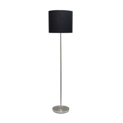 Simple Designs Brushed NIckel Drum Shade Floor Lamp, Black