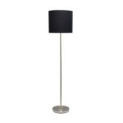 Simple Designs Brushed NIckel Drum Shade Floor Lamp, Black