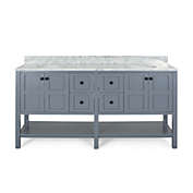 Contemporary Home Living 73" Gray and White Handcrafted Double Sink Bathroom Vanity