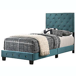 Passion Furniture Wooden Suffolk Green Twin Panel Bed with Slat Support