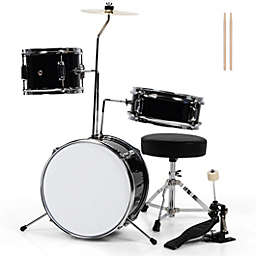 Costway-CA 5 Pieces Junior Drum Set with 5 Drums-Black