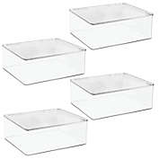 mDesign Wide Plastic Desk Organizer Box for Home Office, 4 Pack