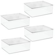 mDesign Wide Plastic Desk Organizer Box for Home Office, 4 Pack