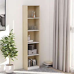 vidaXL 5-Tier Book Cabinet White and Sonoma Oak 15.7