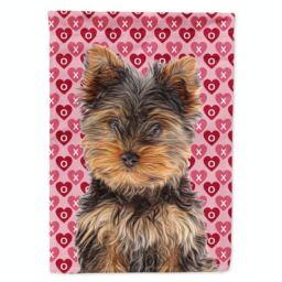 Caroline's Treasures Hearts Love and Valentine's Day Yorkie Puppy / Yorkshire Terrier Flag Garden Size 11.25 x 15.5