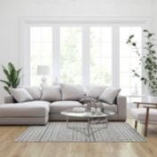 Merrick Lane Ivory Bohemian Low Pile Rug with Gray Geometric Design - 5' x 7'