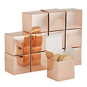 Sparkle and Bash 60 Pack Small Rose Gold Gift Bags with Lids for Party Favors, Square Treat Gift Boxes (2 x 2 In)