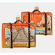 Mexico Travel Suitcase Polish Blown Glass Christmas Ornament ONE Decoration