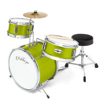 Ashthorpe 3-Piece Complete Junior Drum Set - Beginner Kit with 14" Bass, Adjustable Throne, Cymbal, Pedal & Drumsticks