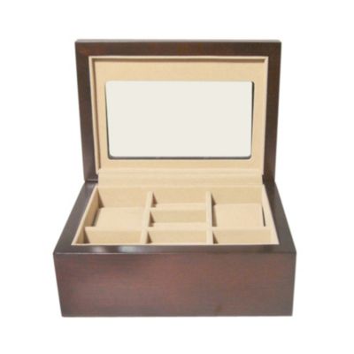 Solid Top Lid Wood Grey Cufflinks Display Organizer Storage Boxes Case 