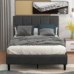 Yeah Depot Upholstered Diamond Stitched Platform Bed (Twin, Gray) RT