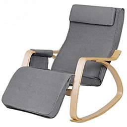 Costway Relax Adjustable Lounge Rocking Chair with Pillow and Pocket