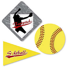 Big Dot of Happiness Grand Slam - Fastpitch Softball - DIY Shaped Birthday Party or Baby Shower Cut-Outs - 24 Count