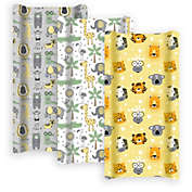GROW WILD Changing Pad Cover 3-Pack, Soft & Stretchy Fitted Sheet, Safari Animals