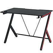HOMCOM 47" Gaming Computer Desk Writing Table Curved Front w/ Headphone Hook