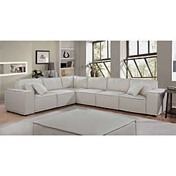 Contemporary Home Living 11' Cream Beige Linen Modular Sectional Sofa