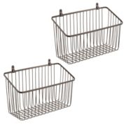 mDesign Metal Wall Mount Hanging Basket for Home Storage, 2 Pack