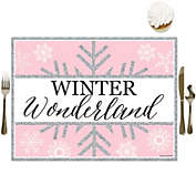 Big Dot of Happiness Pink Winter Wonderland - Party Table Decorations - Holiday Snowflake Birthday Party and Baby Shower Placemats - Set of 16