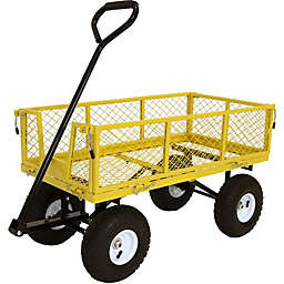 Sunnydaze Utility Cart with Removable Folding Sides - 400lb Weight Capacity - Yellow