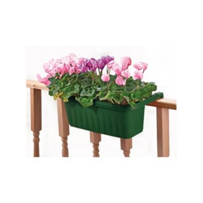 Apollo (#30128G) Adjustable Self-Watering Railing Planter, Green 24"