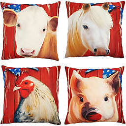 Farmlyn Creek Animal Throw Pillow Covers, Farmhouse Home Decor (18 x 18 Inches, 4 Pack)