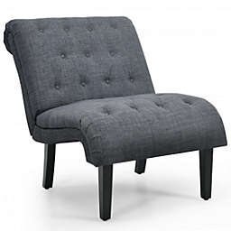 Costway Upholstered Tufted Lounge Chair with Wood Leg-Dark Gray
