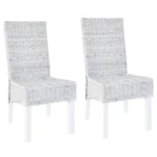Stock Preferred 2-Pieces Kubu Rattan and Mango Wood Dining Chairs in Gray
