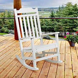 Flash Furniture Winston All-Weather Rocking Chair In White Faux Wood - White