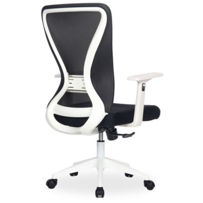Modern Home Xelo Solo Mid-Back Desk/Office Task Chair, Computer Ergonomic Mesh Back Lumbar Support with Armrests (White/Black)