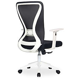 Modern Home Xelo Solo Mid-Back Desk/Office Task Chair, Computer Ergonomic Mesh Back Lumbar Support with Armrests (White/Black)