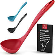 Zulay Kitchen Large Nylon Ladle Scoop Spoon - Red