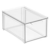 mDesign Stackable Closet Storage Bin Box with Pull-Out Drawer - Clear